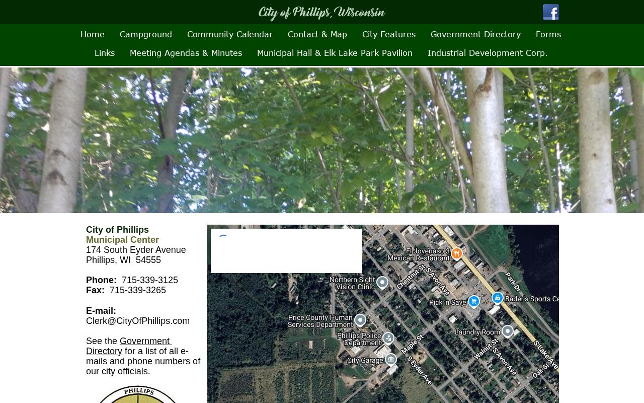 City of Phillips official contact page for Price County municipal arrest-record requests